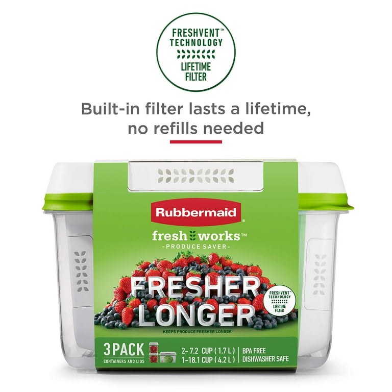 Rubbermaid FreshWorks Produce Saver, Large Short Produce Storage