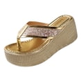 thumbnail image 2 of Samdudou Wedge Sandals Open Toe Thong Flip Flop Glitter Embellished Heel Summer Casual Beach Pool Vacation Ladies Outdoor Style Footwear Daily Wear Lightweight Modern Trendy, 2 of 7