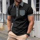 thumbnail image 1 of pstuiky camisetas camisas para hombre, Camisa de manga corta con botones y bolsillo para hombre, con cuello abatible y bloques de color camisas casuales para hombre l, 1 of 3
