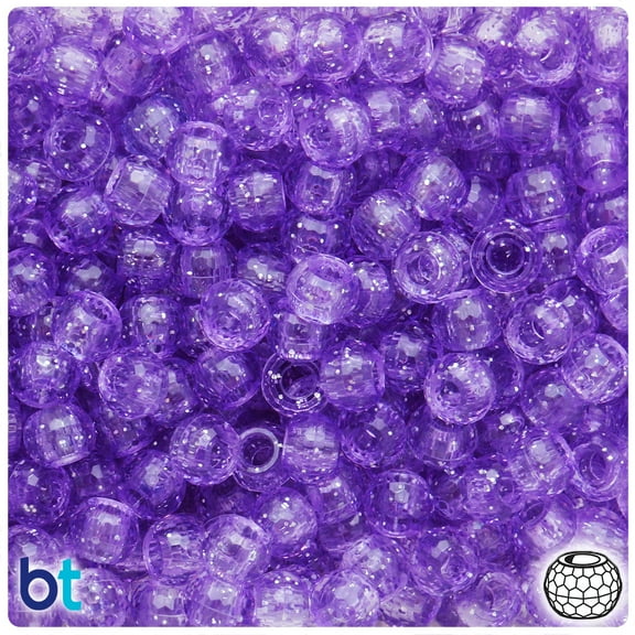 BeadTin Pale Amethyst Sparkle 9mm Faceted Barrel Pony Beads (500pcs)