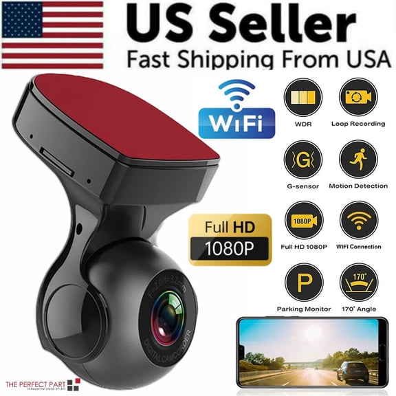 Wifi HD Car Dash Cam 170° Wide Angle Video Recorder