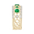 thumbnail image 4 of ANGARA Natural Art Deco Inspired Graduated Emerald and Diamond Ring in 14K Yellow Gold for Women (Size-3.8mm) | May Birthstone, Birthday, Anniversary, Jewelry Gift for Women | Natural Emerald Ring, 4 of 9