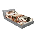 thumbnail image 2 of Ambesonne Monstera Fitted Sheet & Pillow Sham Set, Abstract Mid Century Leaf, Twin, Redbrown Dusk Black, 2 of 2