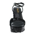 thumbnail image 3 of XYD Women Bling Sequins Open Toe Platform Sandals Chunky High Heel Pumps Slender Ankle Buckle Strap Nightclub Shoes Size 7 Black, 3 of 4