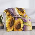 thumbnail image 3 of Honeii Daisy Sunflower Lazy Cat print throw blanket, crafted from cozy cotton flannel, offers versatile home decor as a bedding suitable for all seasons.-50"x40", 3 of 6