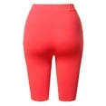thumbnail image 3 of A2Y Women's Basic Yoga Polyester Mid Thigh High Rise Biker Bermuda Shorts Neon Coral M, 3 of 5