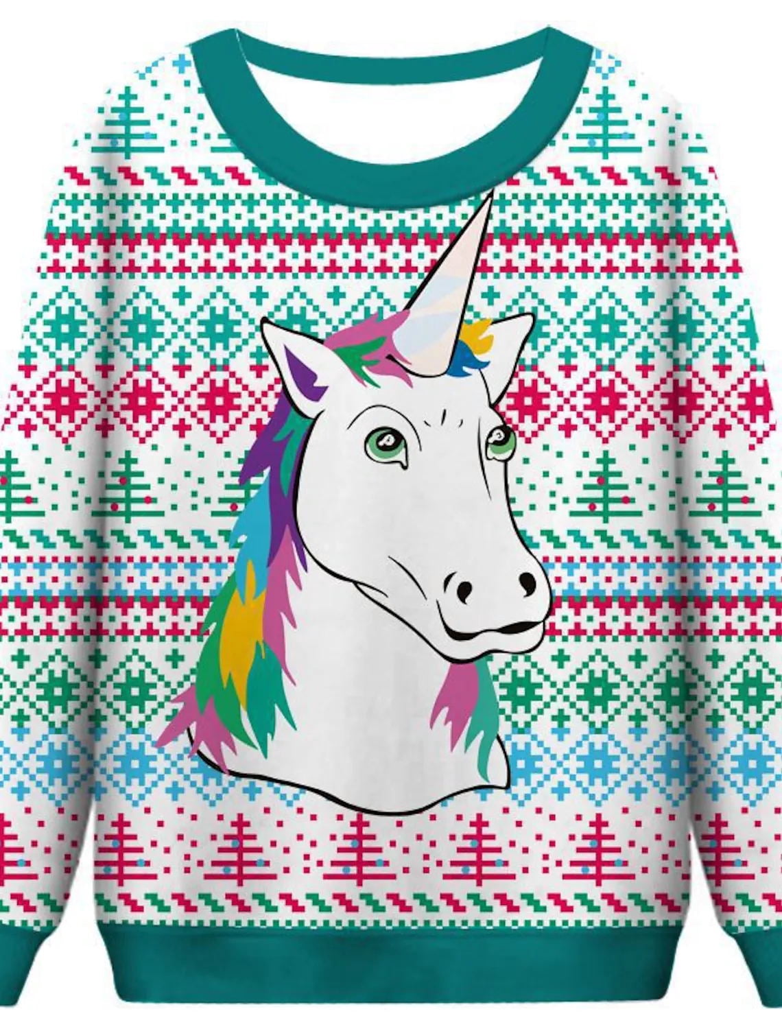 Men Women Unicorn Long Sleeve Christmas Sweater - Walmart.com