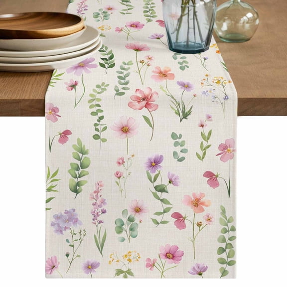 Table Runner 72 Inches Long for Kitchen Dining, Pink Spring Floral Dresser Scarf Farmhouse, Dining Table Decorations for Wedding/Parties, Flowers Elegant Pastoral Rustic 16 x 72 In
