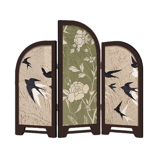 Mini biombo plegable de 3 paneles, estético y decorativo para sala de estar. Estilo C