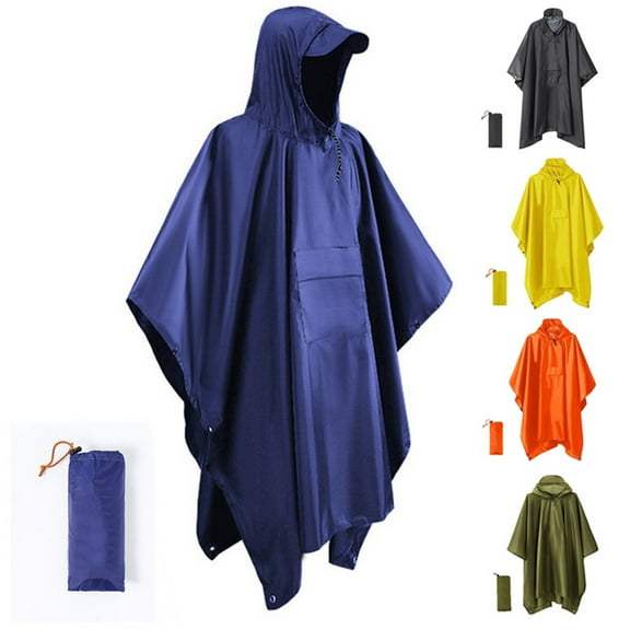Jacenvly New Raincoat Women Lightweight Reusable Hiking Rain Coat Jacket with Hood for Outdoor Activities Waterproof Breathable Mens Outdoor Clothing Dark Blue