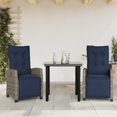 thumbnail image 1 of vidaXL 3 Piece Garden Dining Set with Cushions Grey Poly Rattan, 1 of 5