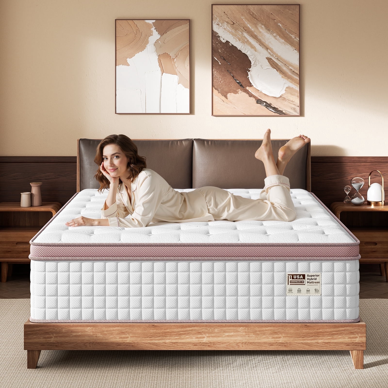 BedStory Flexora 14 inch Queen Hybrid Mattress in a Box, Gel Memory Foam with Individually Wrapped Pocket Coils, Firm