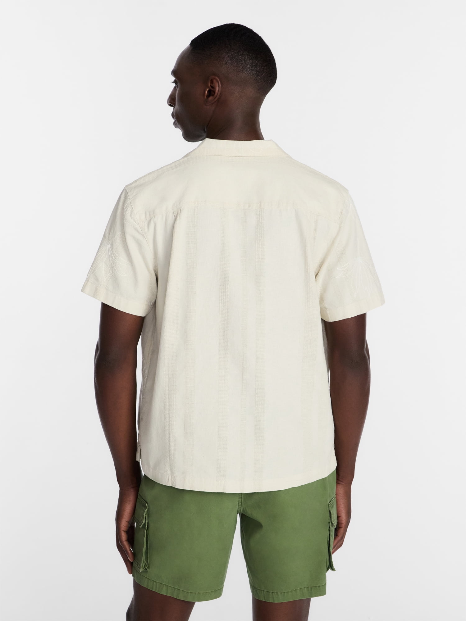 George Men's Embroidered Camp Shirt with Short Sleeves, Sizes S-5XL