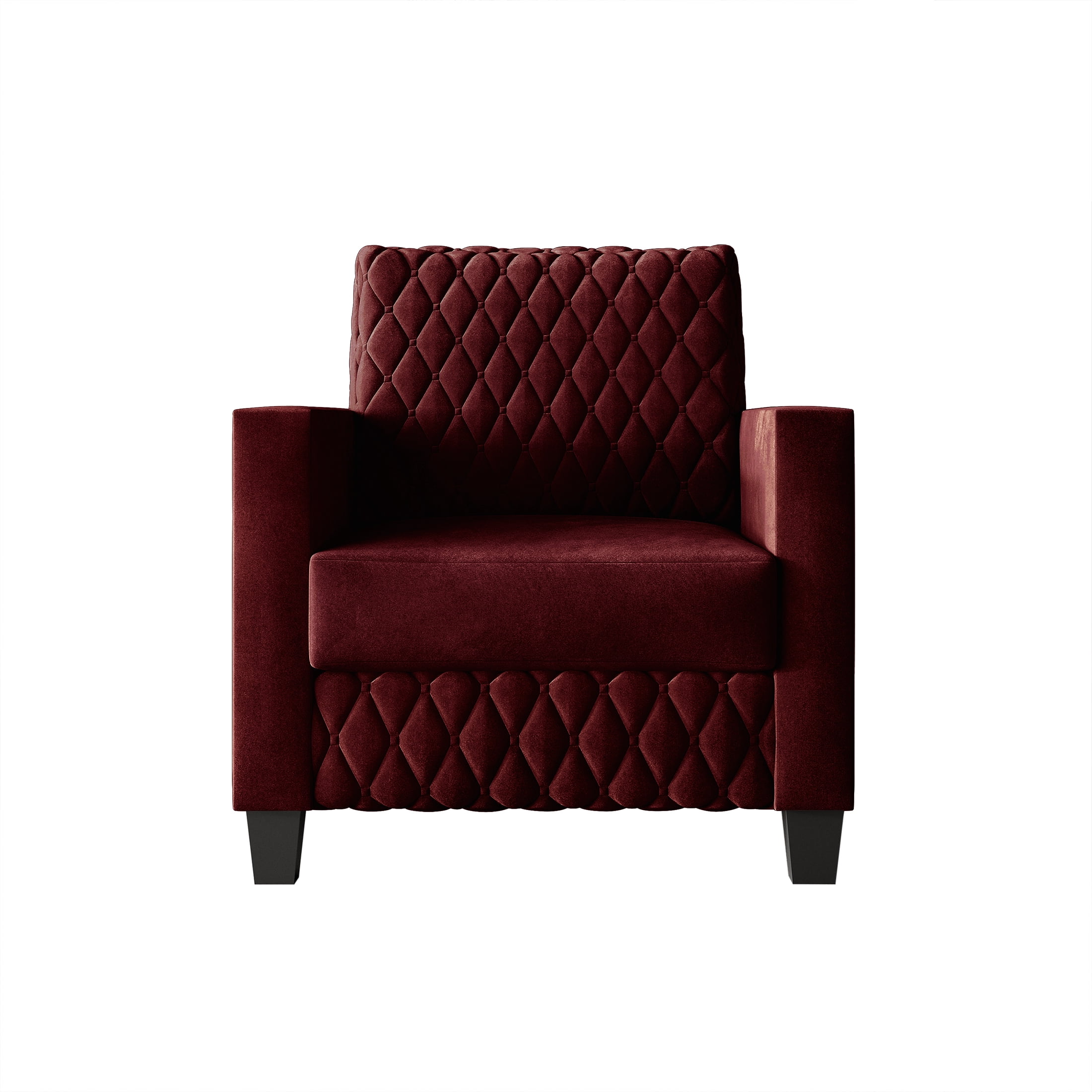 Castle Place Modern Luxe Velevet Diamond Tufted Upholstered Chair, Red