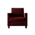 thumbnail image 3 of Castle Place Modern Luxe Velevet Diamond Tufted Upholstered Chair, Red, 3 of 8