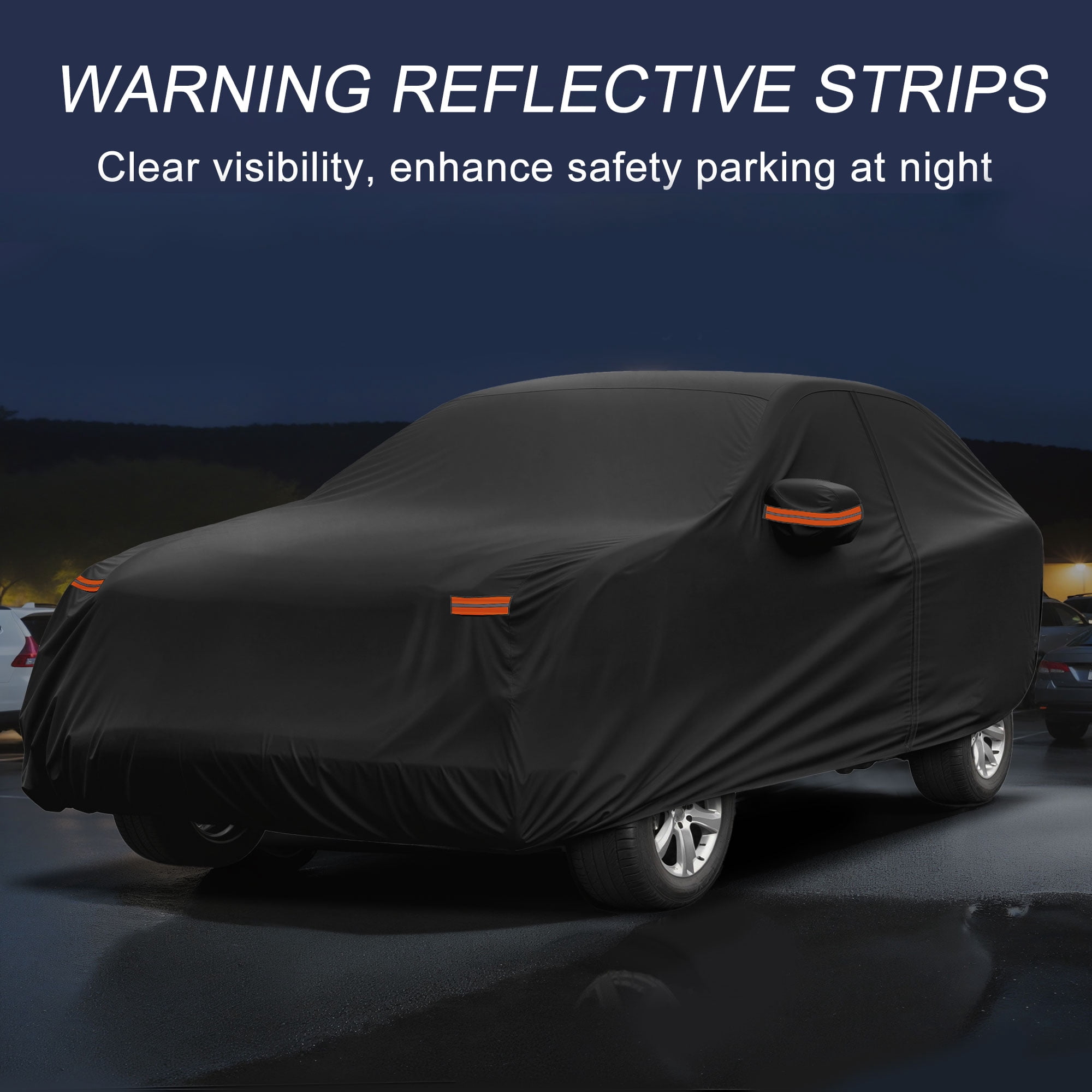 Unique Bargains Aluminum Full Car Cover Black for Mustang Mach-E 188.98"x74.8"x57.09"