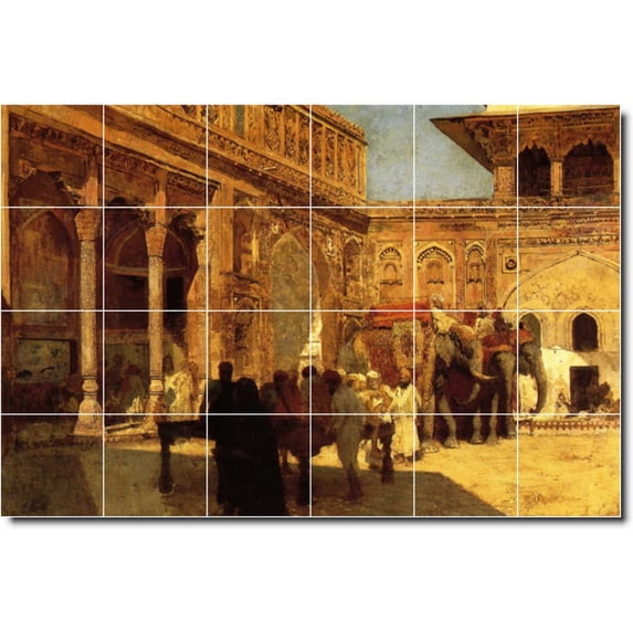 Ceramic Tile Mural-Edwin Weeks Village Painting 32. 48" w x 32" h using (24) 8 x 8 ceramic tiles