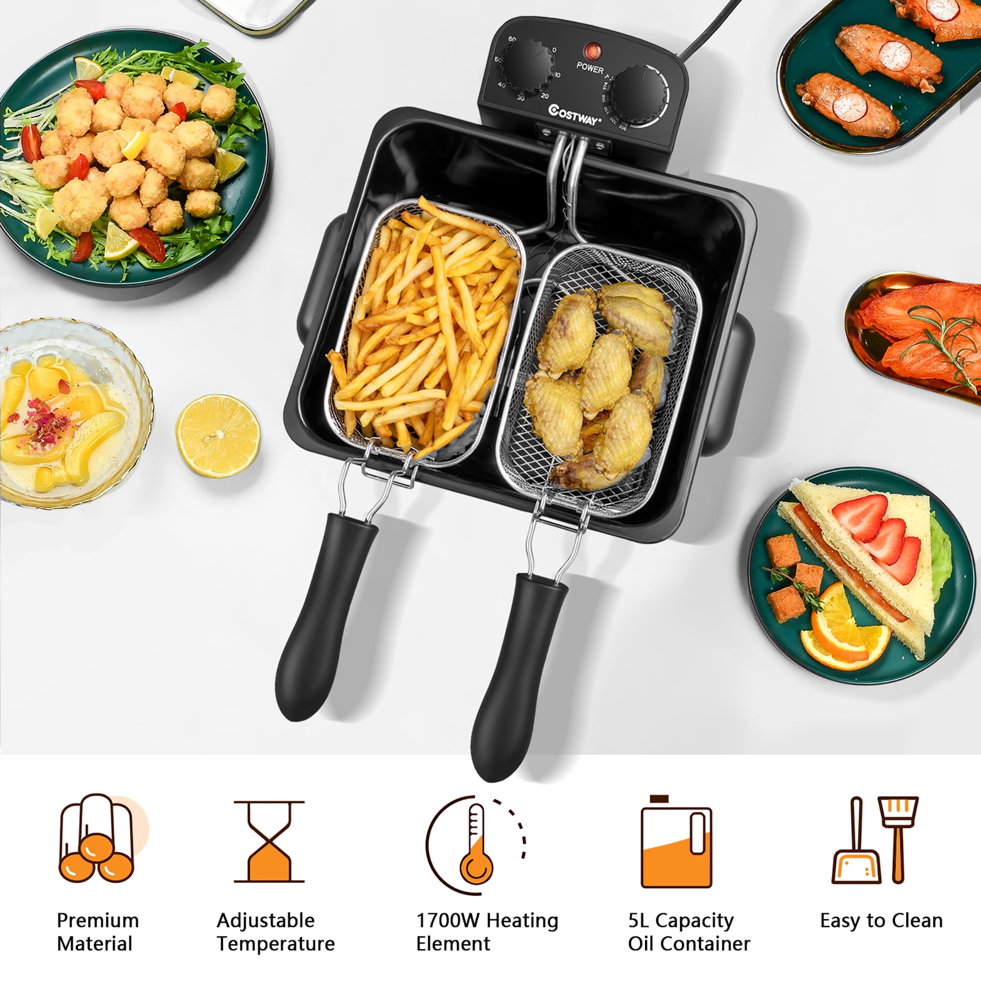 Goplus Stainless Steel 3.2 Quart Electric Deep Fryer - 1700W, Timer,  Digital Controls - UL Safety Listed - Black Finish - Removable Fry Basket  in the Deep Fryers department at