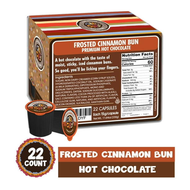 Crazy Cups Frosted Cinnamon Bun Hot Chocolate, for Keurig K Cups 