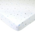thumbnail image 2 of American Baby Company 2 Pack 100% Natural Cotton Fitted Pack and Play Sheets 39" x 27" - Soft & Breathable Pack N Play Sheets for Playard & Mini Crib Mattress, Blue Stars/Zigzag, for Boys & Girls, 2 of 6