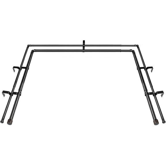 Double Bay Window Curtain Rods 36 to 72 Inches(Center Rod), Black | 20-36 Inches Side Rods, Adjustable Heavy Duty Curtain Rods, 33lbs Weight Capacity, Decorative Drapery Rods, End Cap Finials