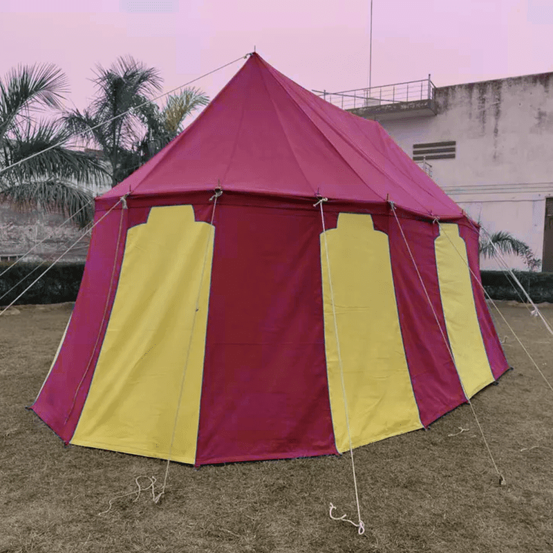 WEEKEND SALE Medieval Red Yellow Burgundian 6x4 M Functional Water Proof Camping Tent