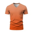 thumbnail image 3 of ZXLBBD T Shirts for Man Short Sleeve Gradient Color V Neck Tee with Front Pocket Loose Breathable Beach Gym Workout Shirts Summer Outdoor Tshirt,Orange,L, 3 of 7
