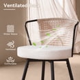 thumbnail image 4 of Sailvan Swivel Bar Stool Set of 4, 35.8" Rattan Counter Height Bar Chairs with Back & Footrest, Modern Upholstered Counter Stools for Kitchen Island, Easy Assembly, Beige, 4 of 8