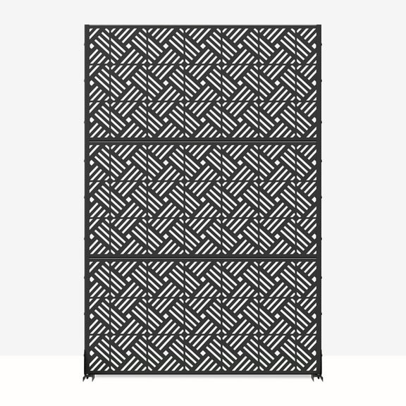 MAYEERTY Industrial-Style Steel Privacy Screen, Freestanding Folding Room Divider,Bandage,Black