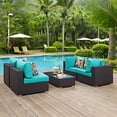 thumbnail image 2 of Modway Convene 5 Piece Outdoor Patio Sectional Set in Espresso Turquoise, 2 of 4