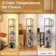 thumbnail image 4 of Shelf Floor Lamp with 1 Drawer, 2 USB-C Ports, 2 AC Outlets, LED Modern Floor Lamp with 3 Color Temperature, Storage Display Wood Standing Lamp for Living Room, Bedroom, Office (Grey), 4 of 12