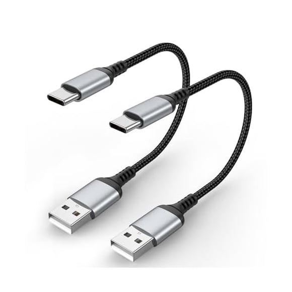 xixishop 6 Inch Short USB to USB C Cable 2 Pack, 3.1A Short Type C Fast Charging Cable, Braided 0.5FT USB A to USB-C Charger Cords for iPhone 17/16/15, Samsung Galaxy S25/S24, iPad Pro