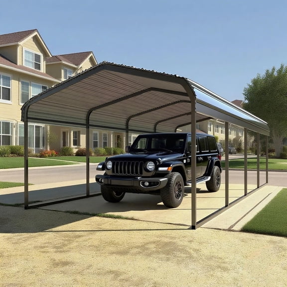 Heavy Duty 10x20 ft Steel Carport - Reinforced Frame & All-Weather Protection | Portable Garage Shelter for Cars, Trucks, Boats, RVs - Ideal for Yard & Backyard