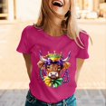 thumbnail image 2 of Womens Casual Tops Crew Neck Short SLeeve Loose Fit Carnival Highland Cattle Printed Tees 2026 Spring Beach Vacation Trendy T Shirts, 2 of 5