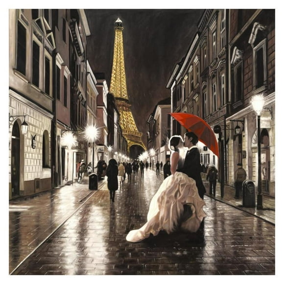 Kissing in Paris (detail)-Paper Art-32"x32"