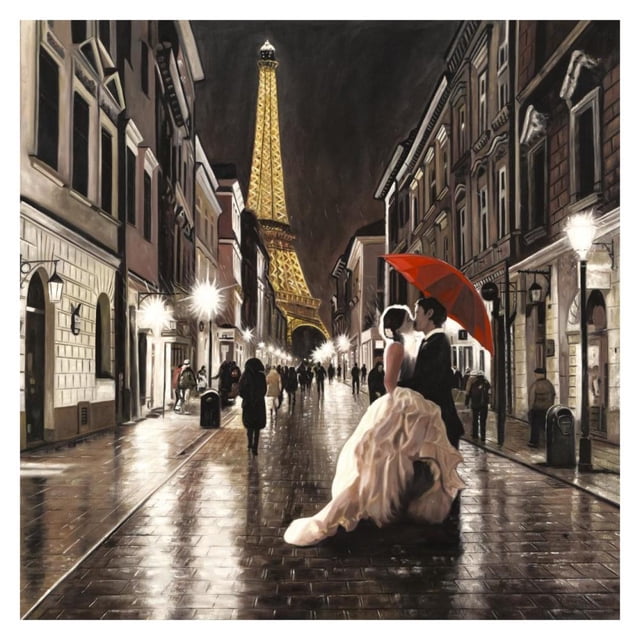 Kissing in Paris (Détail)-Art en Papier-32"x32 Pouces