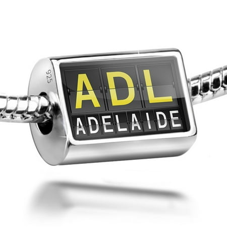 Neonblond Charm ADL Airport Code for Adelaide 925 Sterling Silver Bead