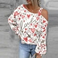 thumbnail image 2 of Penkiiy Valentine Day Heart Print Shirt for Women Off Shoulder Sweatshirt M Pink, 2 of 6