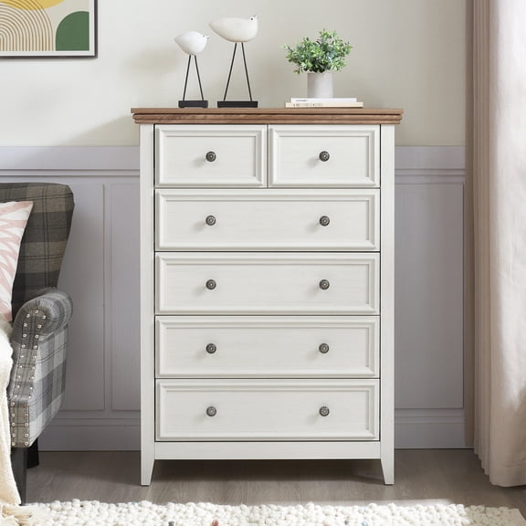 Modern 6 Drawer Dresser for Bedroom with Exquisite Woodwork and Ample Interior Space