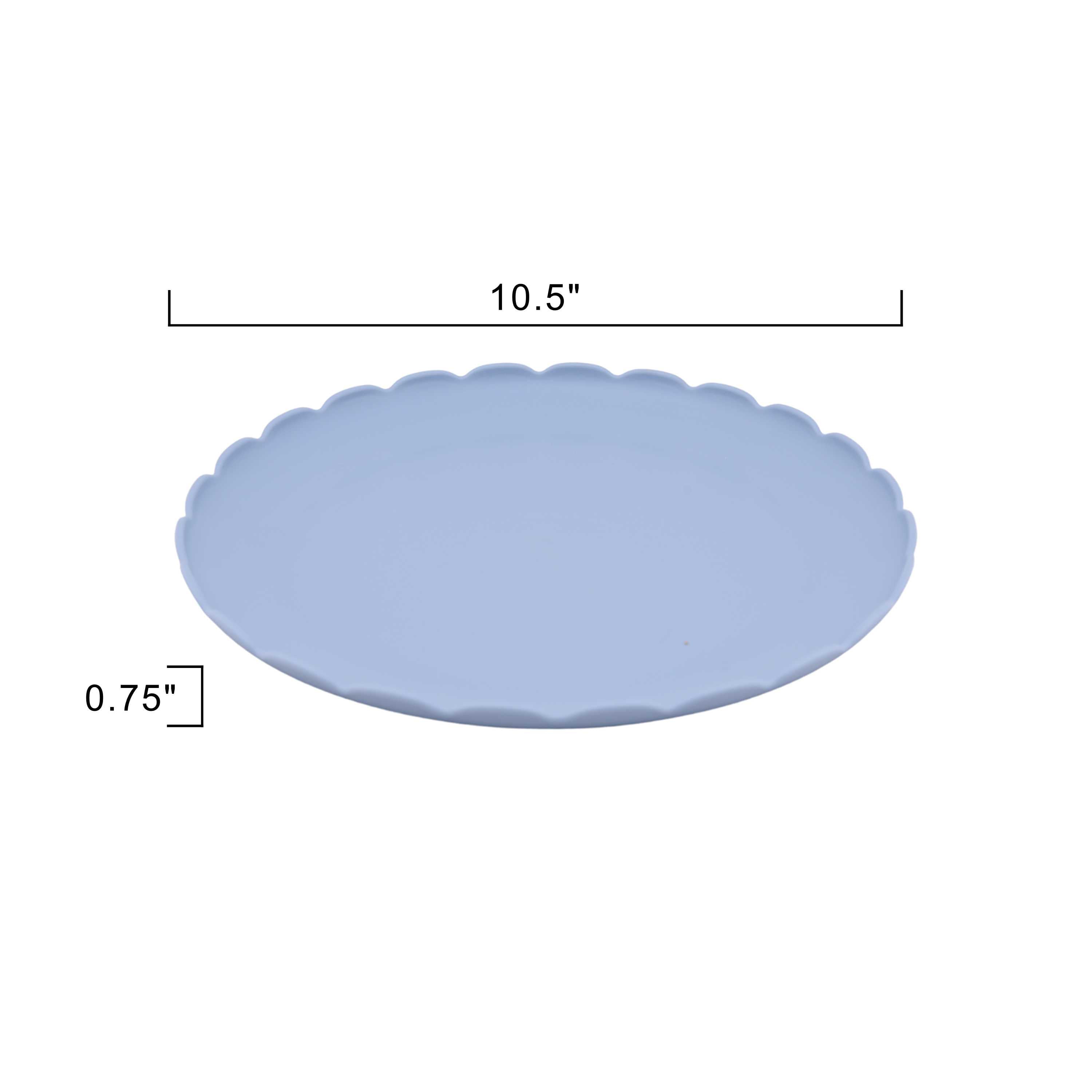 (4 pack) Mainstays - Blue Round Plastic Plate, Scalloped, 10.5 inch