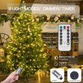 thumbnail image 5 of SUDDUS Cadena de luces LED para exteriores de 33 pies, 100 luces LED de color blanco cálido, funciona con pilas con mando a distancia, luces LED parpadeantes para dormitorio, patio trasero, boda, árbo, 5 of 5