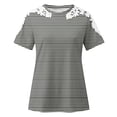 thumbnail image 4 of Blouses pour Femmes, Femmes Imprimé Manches Courtes Col Rond Chandail Dentelle Hauts Chemises Blouse, 4 of 4
