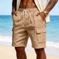thumbnail image 7 of Lumtrix Mens Cotton Baggy Cargo Shorts Drawstring Stretch Elastic Waist Casual Work Short with Pockets Earthy Yellow L, 7 of 7