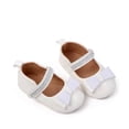 thumbnail image 2 of Baby Girls Mary Jane Flat Shoes Bow Rhinestone Strap Nonslip Soft Sole Princess Wedding Dress Shoes Sneakers Sandals White 4 Infant, 2 of 7