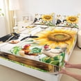 thumbnail image 3 of Homewish Kawaii Milk Cow Twin Sheet Sets for Child, Orange Rustic Sunflower Twin Fitted Sheet, Western Lake House Flat Sheet, Super Cozy Room Decor, 3pcs, 3 of 7