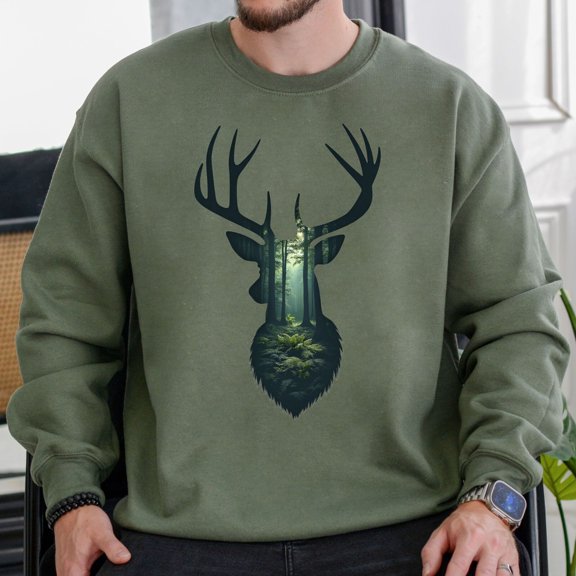Velto Deer Hunter Gift, Hunting Season, Deer Silhouette Outdoorsmen Men Sweatshirt All Size S-5XL