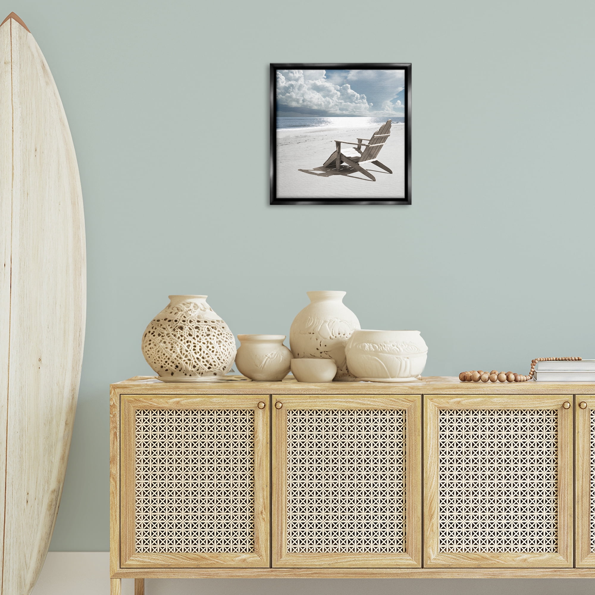 Stupell Industries Rolling Clouds Beach Coastal Photography Black Floater Framed Canvas Art Print Wall Art, 18 x 18
