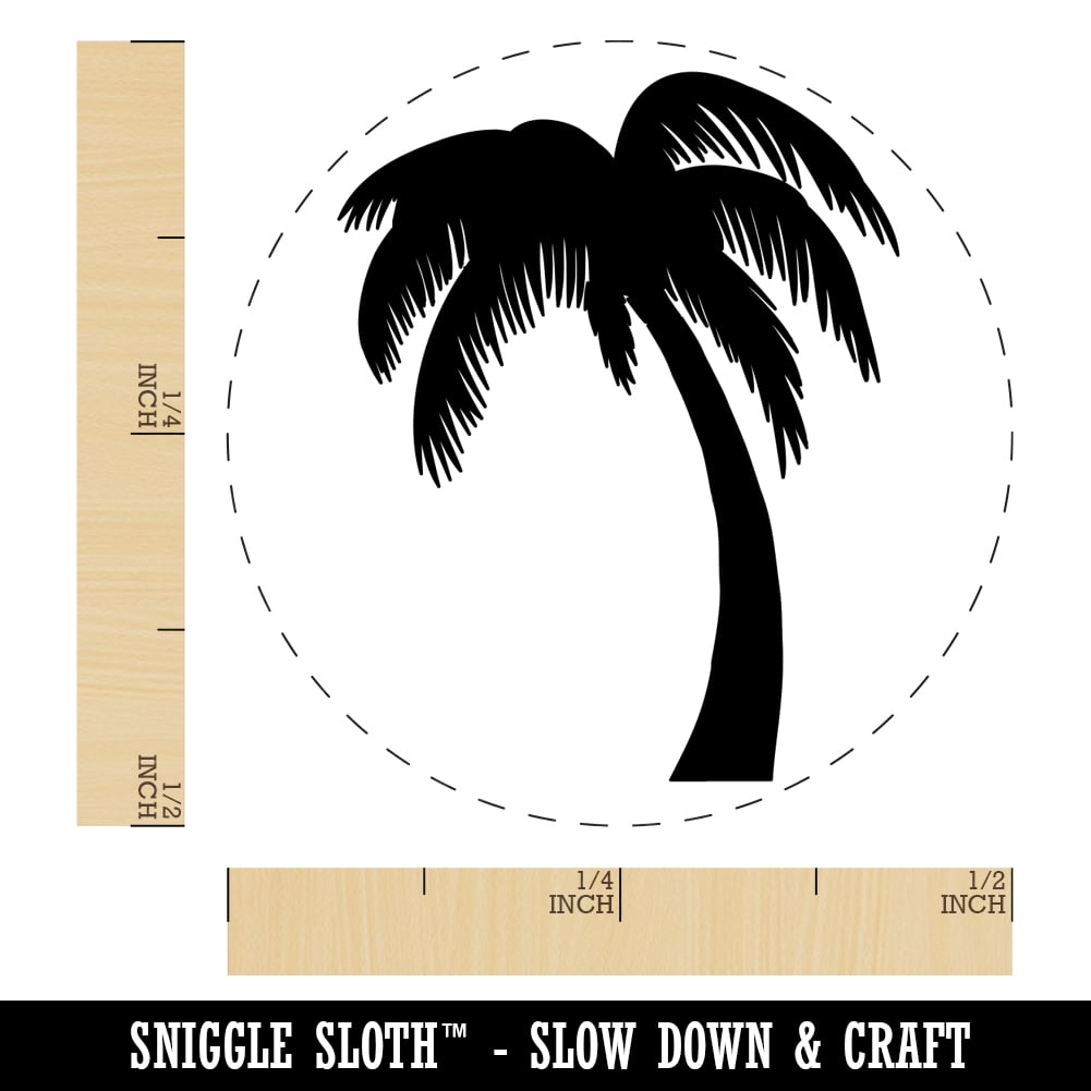 Palm Tree Tropical Solid Self-Inking Rubber Stamp Ink Stamper - Black Ink - Mini 1/2 Inch
