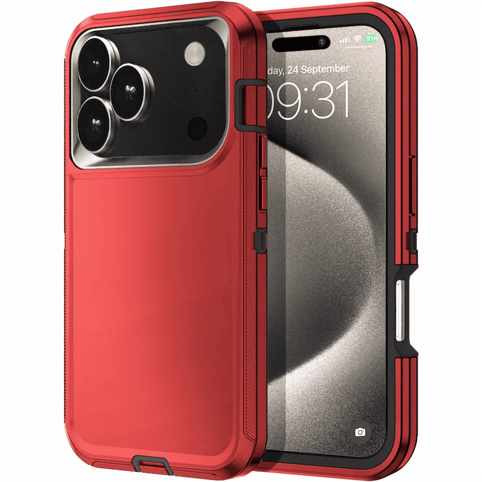 Entronix Heavy Duty Case Compatible with iPhone 17 Pro Max / iPhone 18 Pro Max, Shockproof Hard Cover, Red