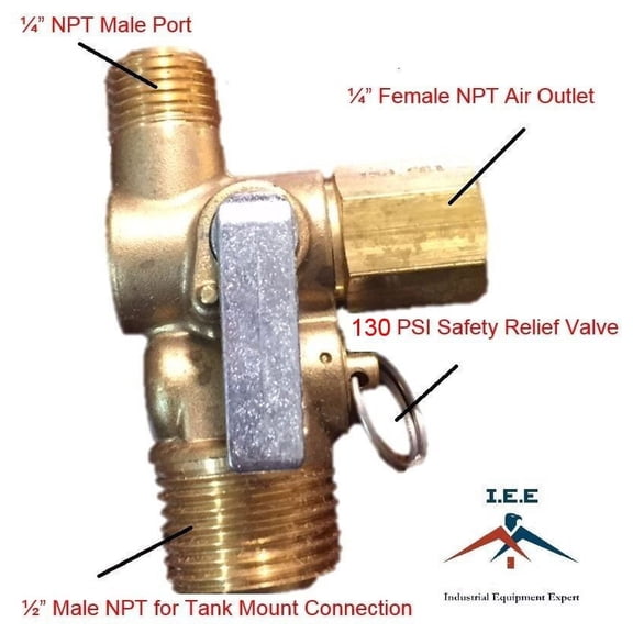 New Air Compressor Tank Manifold w/ Built in Ball Valve and Safety Valve